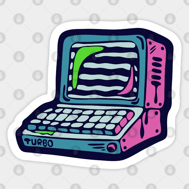 Retro Turbo Desktop PC Personal Computer Sticker by Cofefe Studio